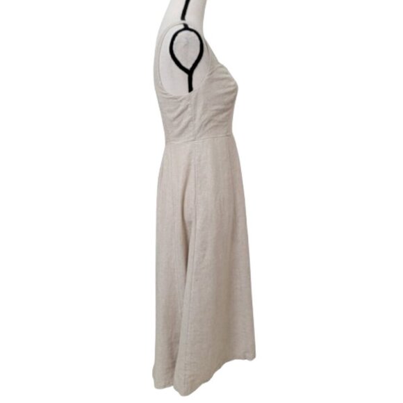 Old Navy Size XS Natural Linen Color, Fit & Flare Linen-Blend Midi Dress - Picture 3 of 13